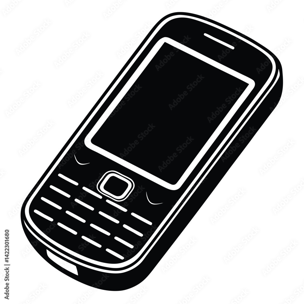 Mobile Phone Silhouette on White Background Vector Ittustratien Mobile Phone Silhouette on White Background Vector Ittustratien