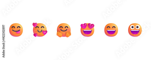 Vector emoji set featuring various smiley faces on a transparent background. Includes different moods like laughing, crying, angry, love, shocked, confused, and happy — perfect for digital use.