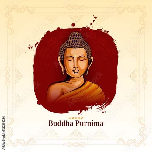 Cultural Happy Buddha Purnima Indian festival celebration card