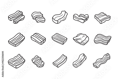 Beef Jerky Outline in Monoline Style