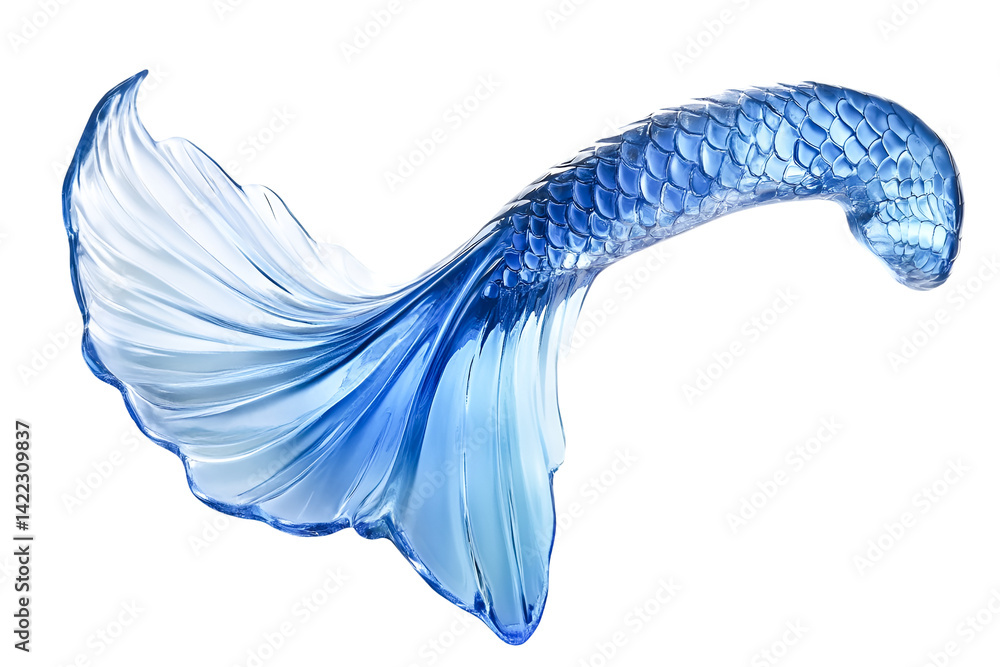 Fototapeta premium Elegant Blue Fish Tail Graceful Movement Aquatic Beauty Underwater Wonder