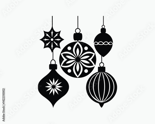 Christmas ornaments holiday decor pack vector illustration design 