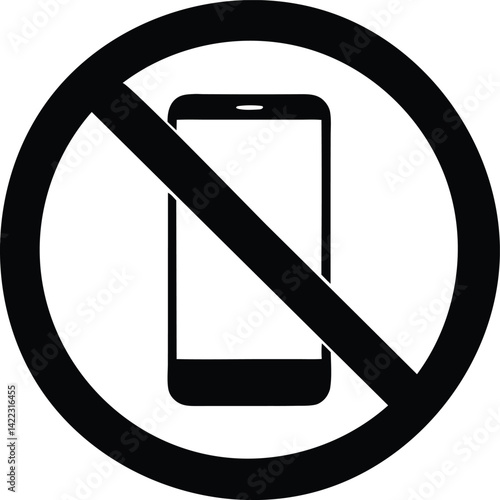 no mobile symbol silhouette vector icon style