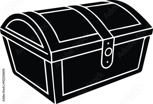 wooden treasure chest silhouette vector illustration
