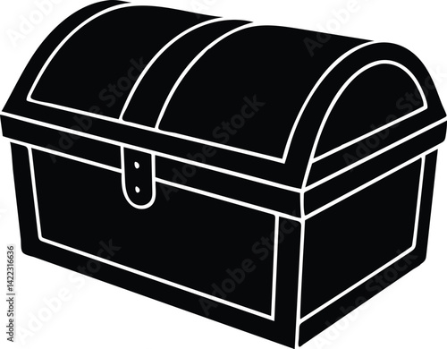 wooden treasure chest silhouette vector