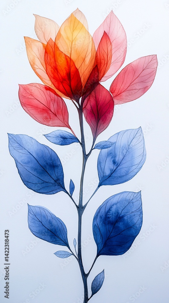 Obraz premium Watercolor flower, vibrant colors, white background, artistic design, home decor