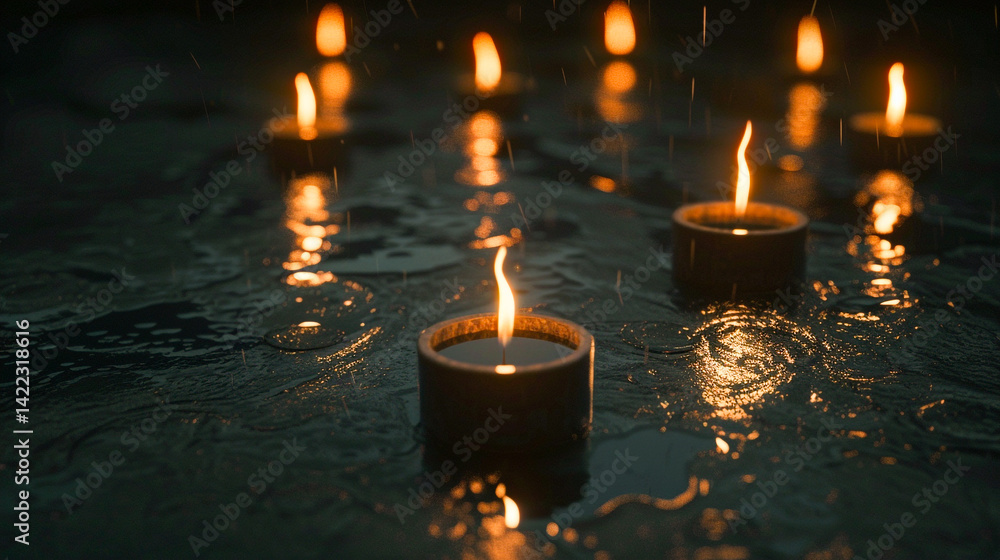 Single lit candle with quite flame Single lit candle with quite flame
