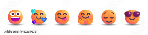 Vector emoji set featuring various smiley faces on a transparent background. Includes different moods like laughing, crying, angry, love, shocked, confused, and happy — perfect for digital use.
