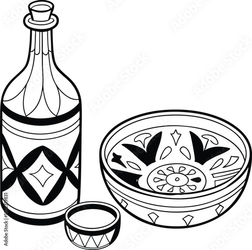 black and white wine bottle