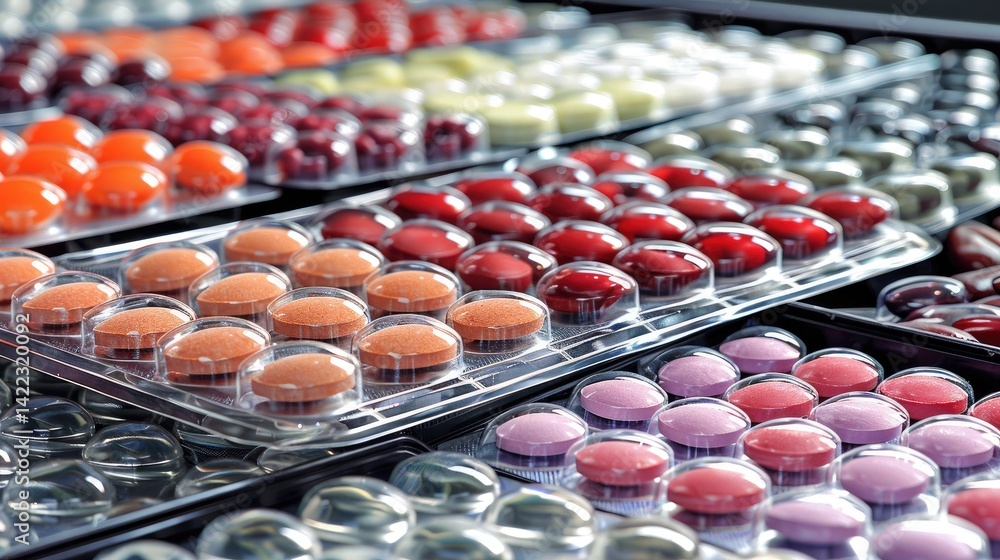 Close-up view of a pill organizer being filled with various colorful medication Close-up view of a pill organizer being filled with various colorful medication