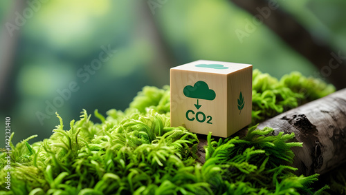 Carbon reduction, carbon neutrality concept, sustainable development of carbon credits and green businesses from renewable energy.