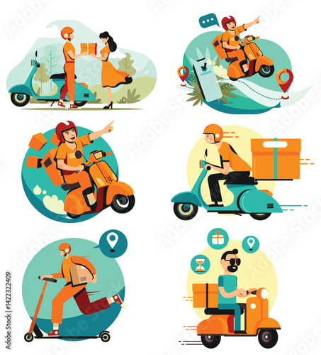 Delivery bundle with people characters