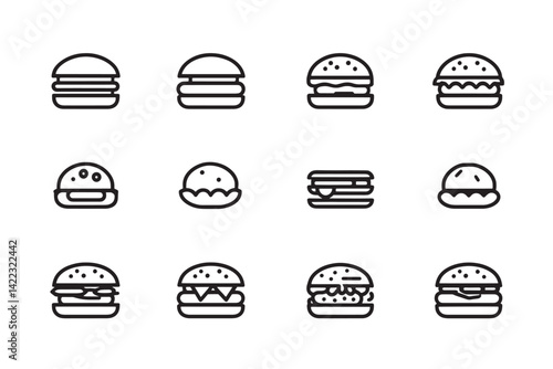 Burger Icon Simple Minimalist Line Art
