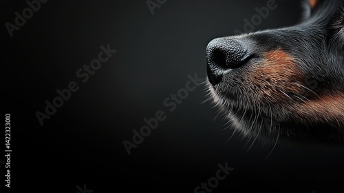 Obraz na płótnie A picture of a dog's close-up nose, with its eyes shut and tilted to one side w salonie