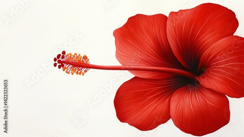 Obraz na płótnie Red flower on white background, stem protruding from center w salonie