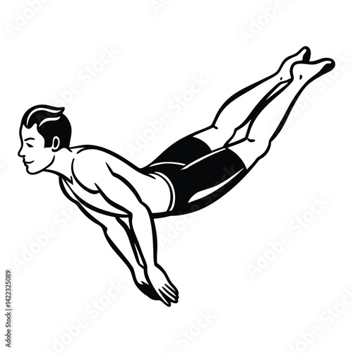 Diving Player Silhouette – Professional Dive Vector Illustration