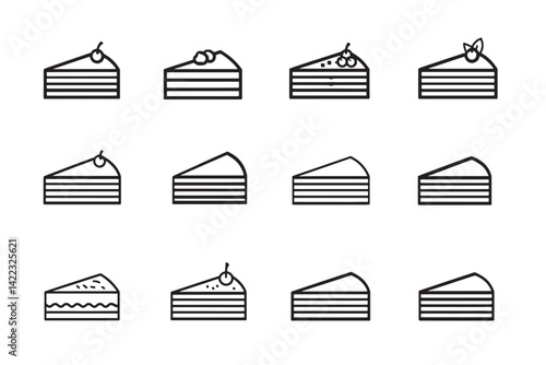 Cake Slice Ultra Minimalist Line Art