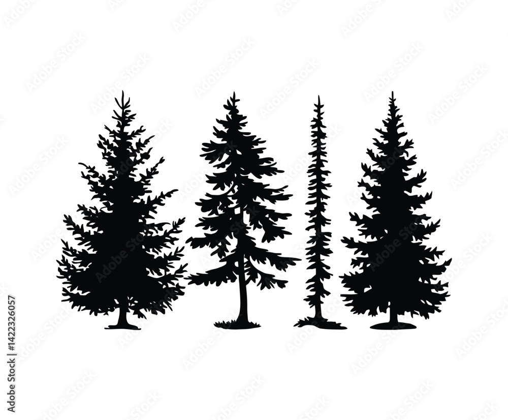 Obraz premium Cedar Tree Silhouette Vector EPS Illustration
