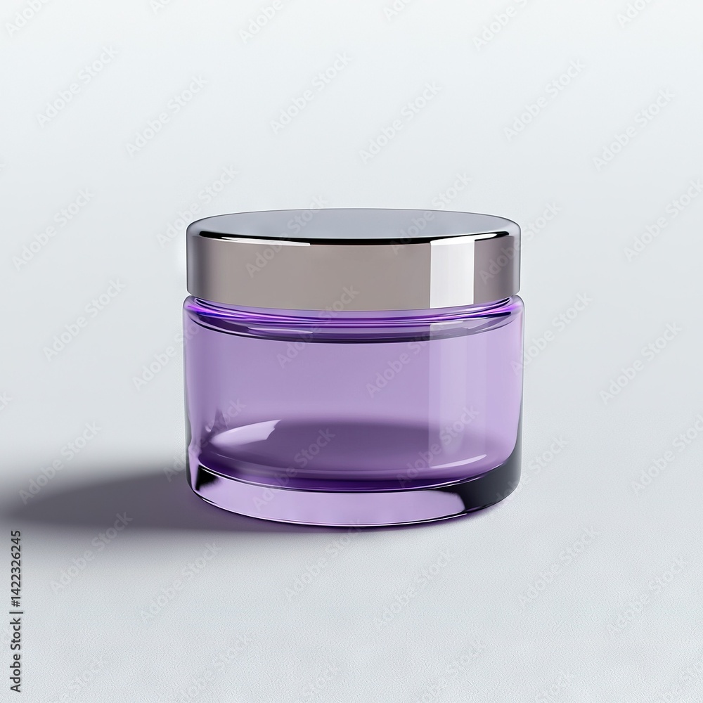 Purple-jar-with-silver-lid-on-white-surface