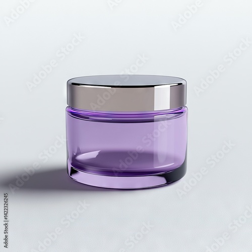 Obraz na płótnie Purple-jar-with-silver-lid-on-white-surface w salonie