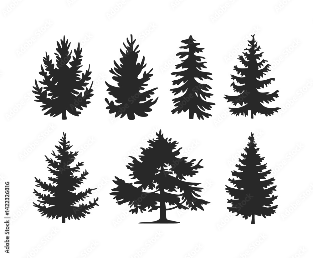 Obraz premium Editable Cedar Tree Silhouette EPS Template