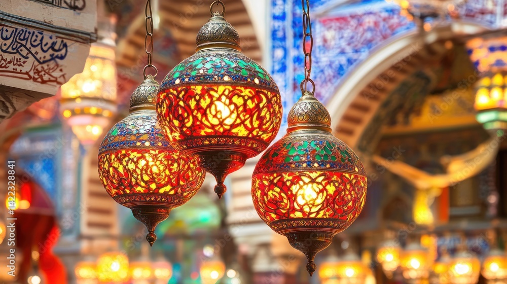 Fototapeta premium Colorful lanterns in a Middle Eastern market