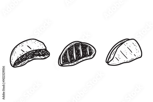 Carne Asada Minimalist Line Art Icon Set