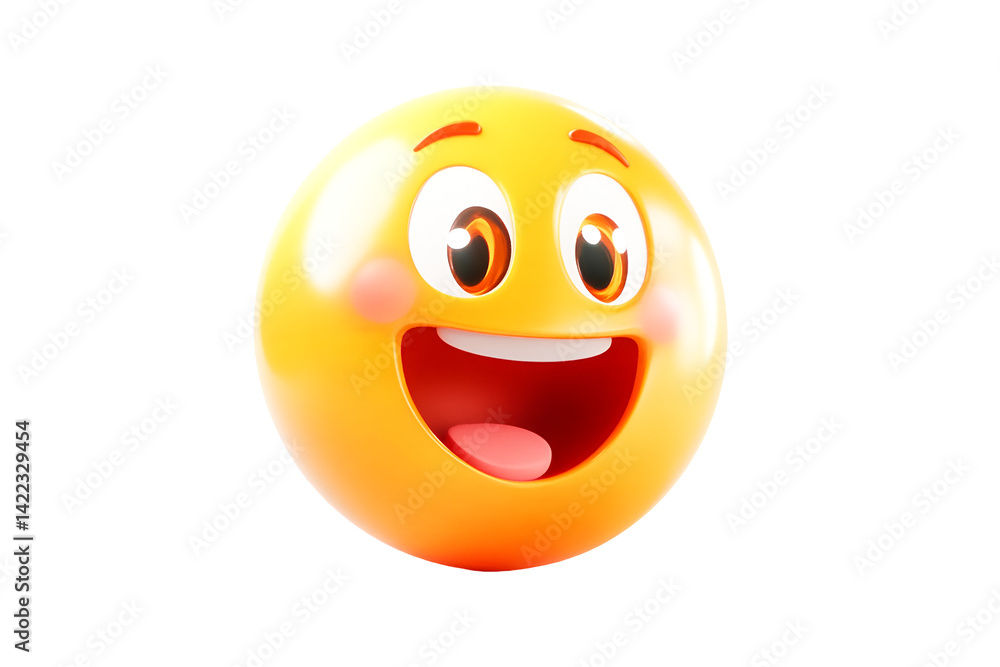 Fototapeta premium Joyful Yellow Emoticon Big Laugh Happy Face 3D Render Pure Delight
