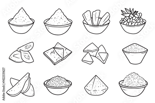 Chaat Masala Minimalist Icon Line Art Set
