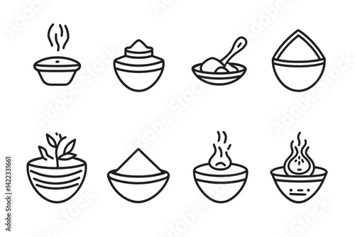 Chaat Masala Icon Line Art Minimalist Design