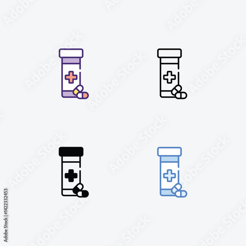 Medicament  icons set in different style vector stock illustration