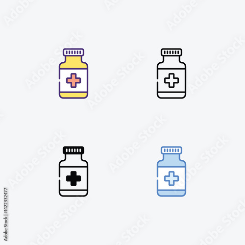 Medicament  icons set in different style vector stock illustration