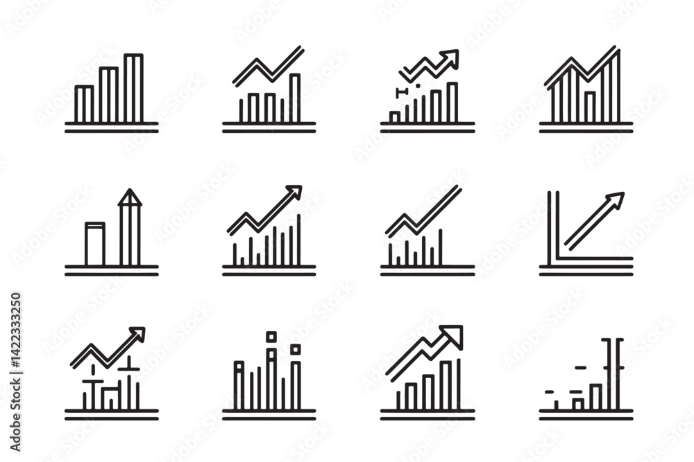 Obraz premium Line growth analytics chart graphic icon
