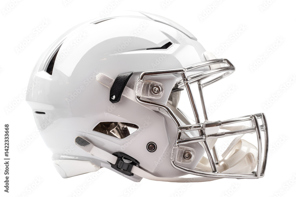 Sleek White Football Helmet Ready for the Game Intense Competition Anticipation Sleek White Football Helmet Ready for the Game Intense Competition Anticipation