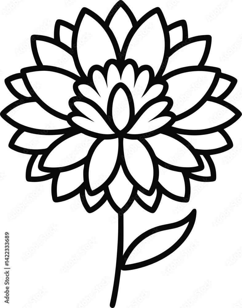 dahlia outline icon vector illustration 0n transparent background dahlia outline icon vector illustration 0n transparent background