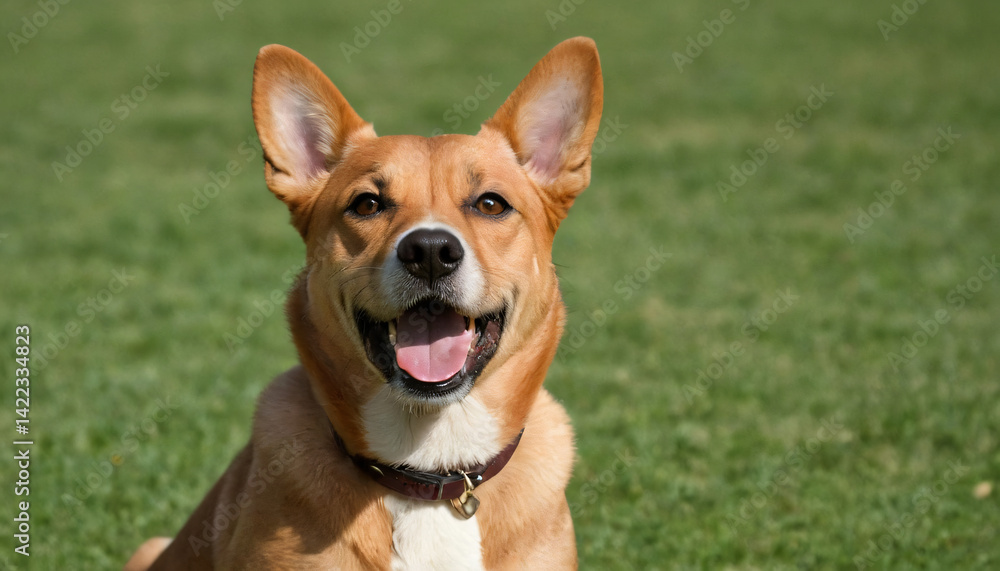 happy dog on meadow happy dog on meadow