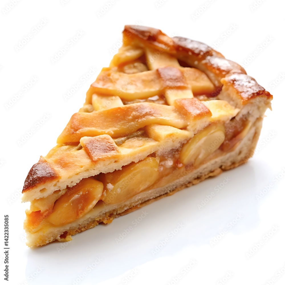 Piece of tasty apple pie isolated on white background Piece of tasty apple pie isolated on white background