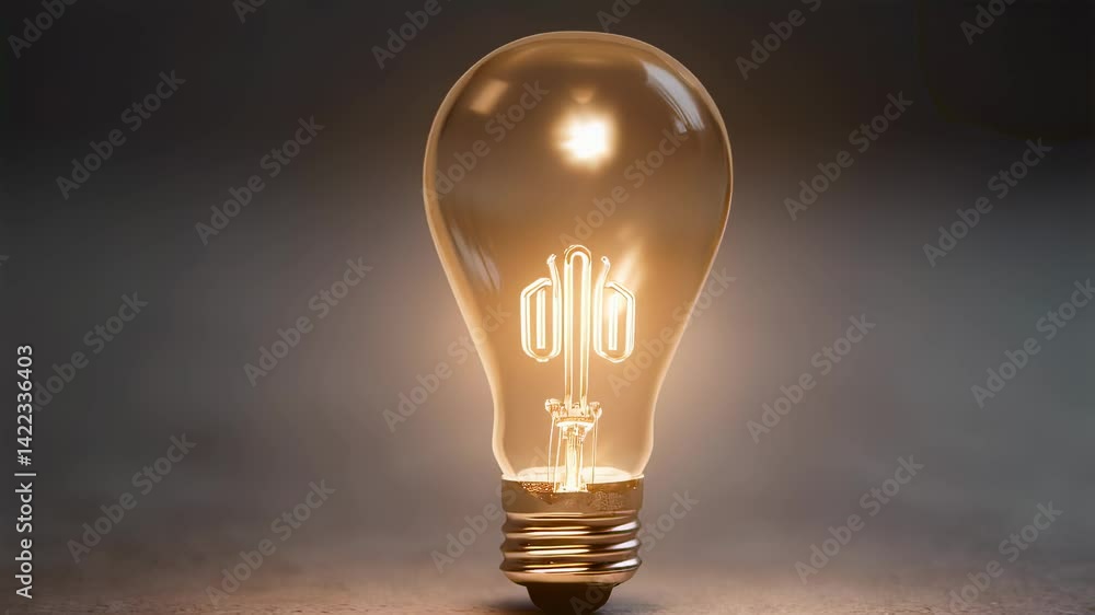 Glowing Light Bulb on Dark Background Glowing Light Bulb on Dark Background