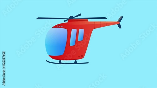 Red helicopter in the sky. Minimal modern seamless motion design. Animation 2D