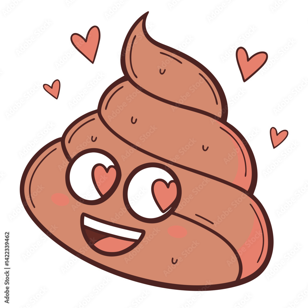 Adorable Poop Emoji with Heart Eyes Vector Adorable Poop Emoji with Heart Eyes Vector