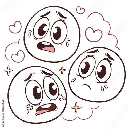 Cute Sob Emoji Expressions Vector