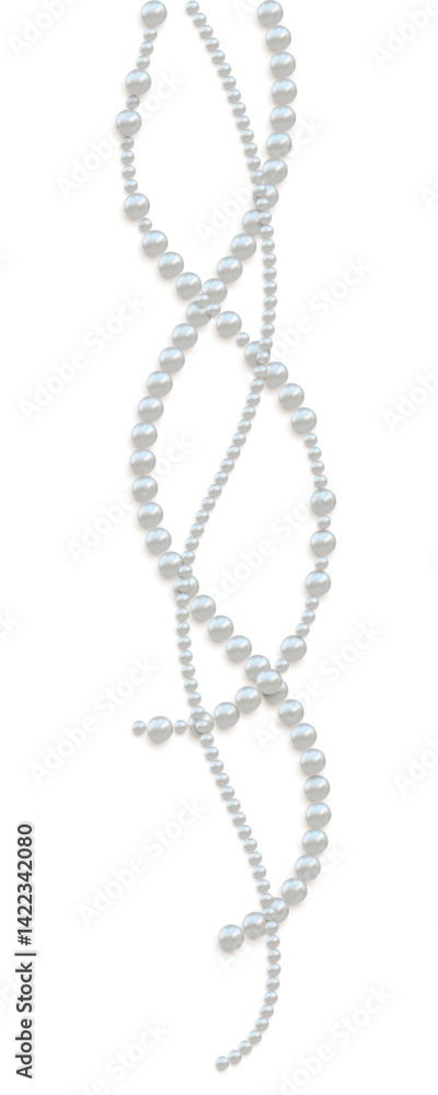 Beautiful vector image of strands of pearls, necklaces on a white background. Jewelry. Bead decoration. Vector illustration. White background. Border. Beautiful vector image of strands of pearls, necklaces on a white background. Jewelry. Bead decoration. Vector illustration. White background. Border.