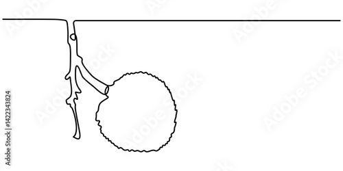 Single continuous line drawing of whole healthy organic lychee for orchard logo identity. Fresh summer fruitage concept for fruit garden icon. Modern one line draw design vector graphic illustration. 