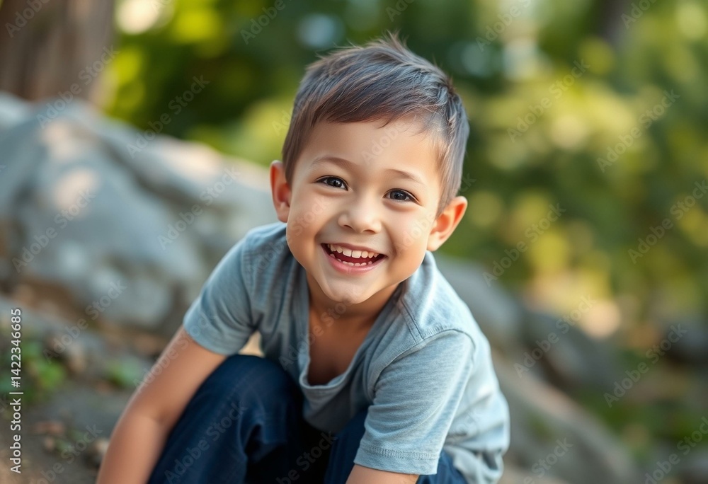 Playful boy portrait in natural light Playful boy portrait in natural light