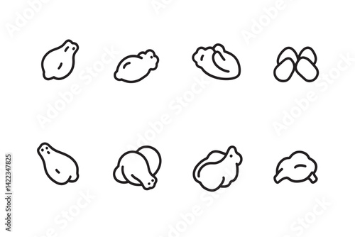 Chicken Thighs 2D Line Art Icon