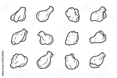 Chicken Thighs 2D Line Art Icon