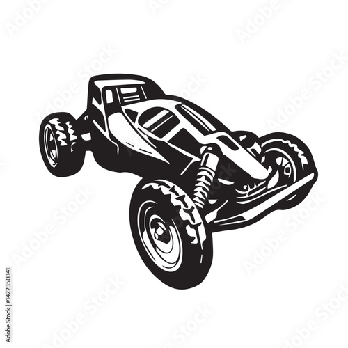 Remote Control Car RC Car Icon Vector Art Illustration, Black and White Outline Design