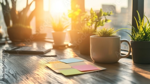 Sticky notes pad on smooth desk