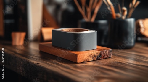 Tape dispenser with matte finish on table