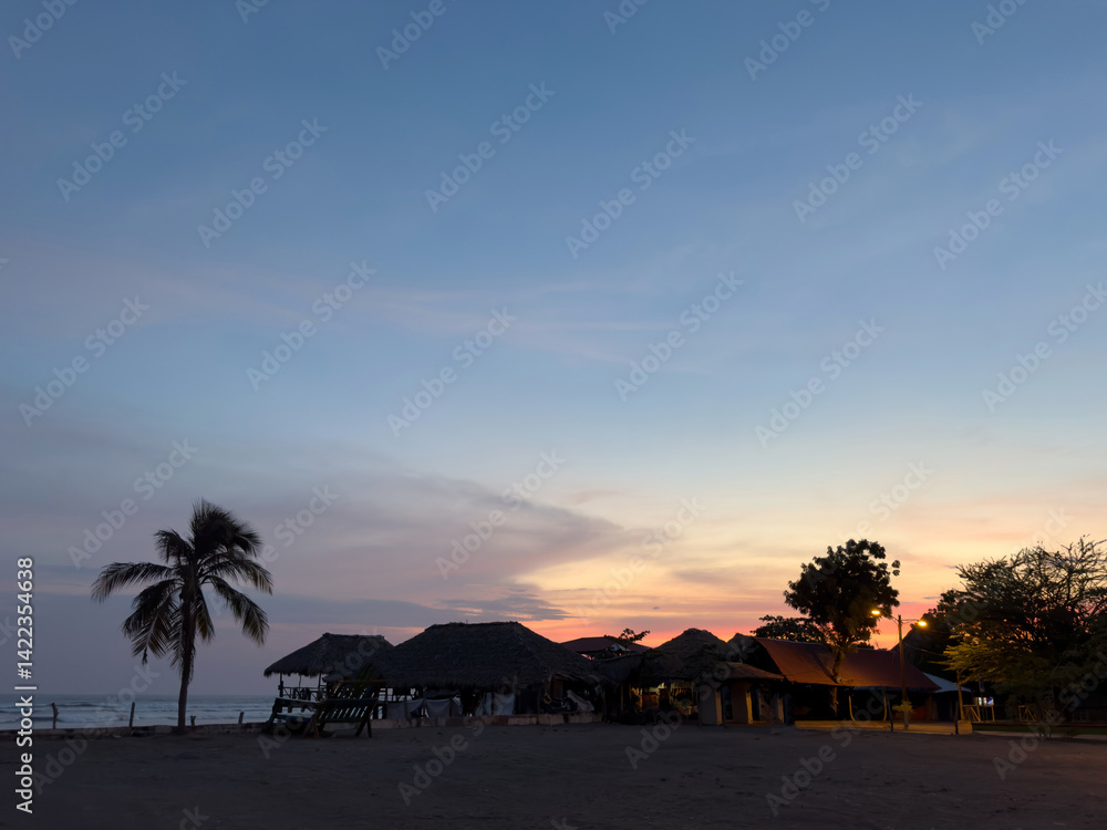 Paradise beach at sunset time